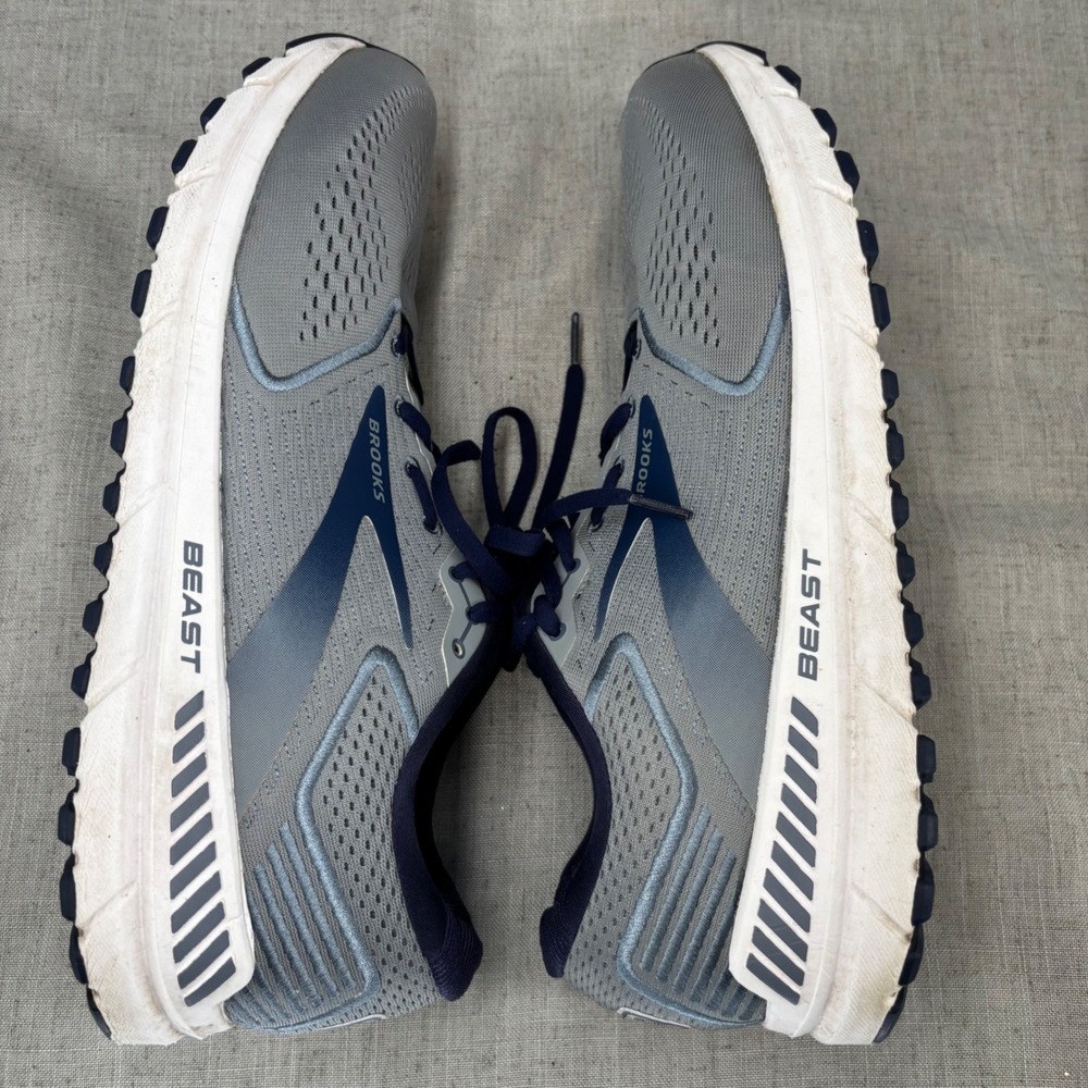 Brooks Beast 20 Shoes Grey Navy Blue Mesh Running Sneakers Men's Size 14 - Picture 10 of 11
